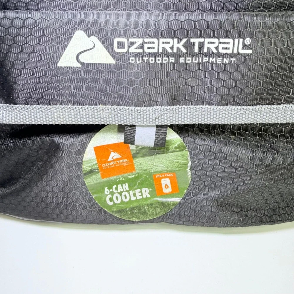 Ozark Trail 6-Can Cooler Bag Black Gray Hard Liner Insulated Lunch Box OT-6C-B
